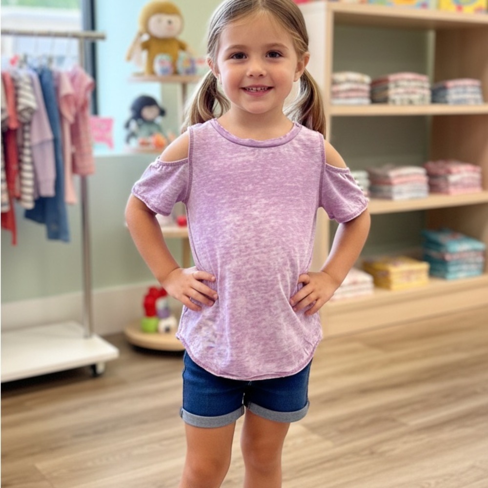 Chaser Cold Shoulder Kids Size 4 purple distressed top